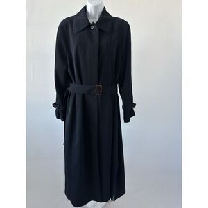 VTG utex Design 90s Navy Academia Trench Coat, Sz 10, (B50)
